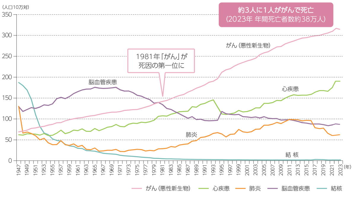 我が国における粗死亡率の推移(主な死因別)